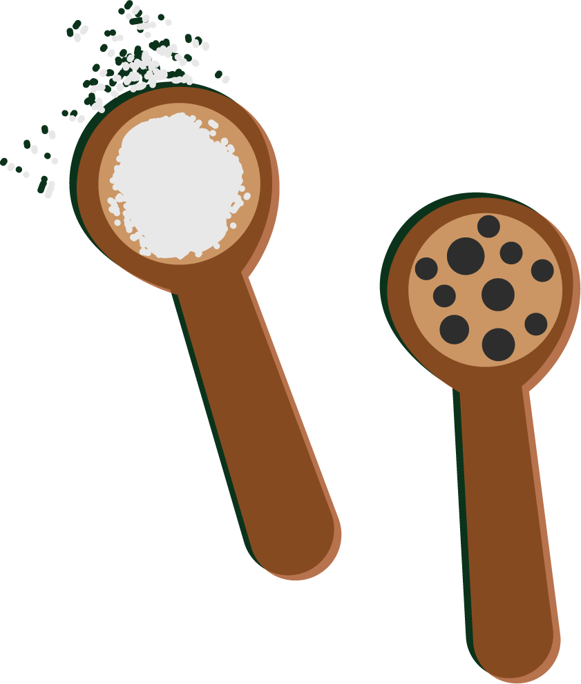 cuisines icons colorful flat sketch of salt and pepper measuring spoons for culinary use