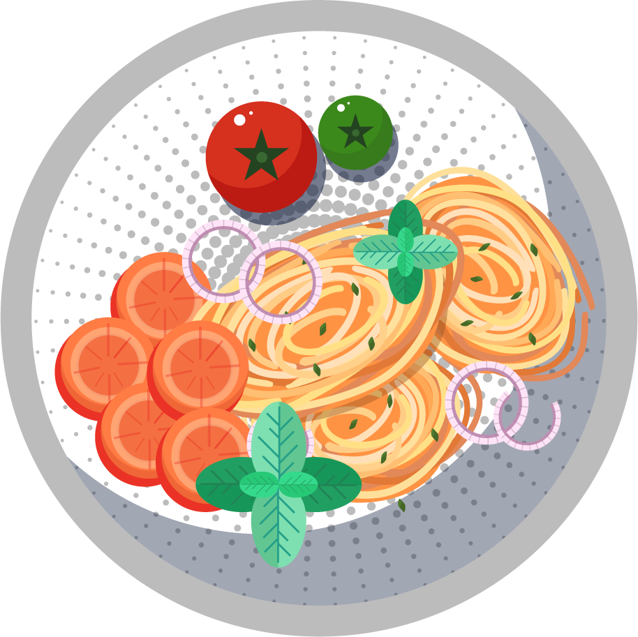 cuisines icons colorful flat sketch of delicious pasta dish with fresh ingredients