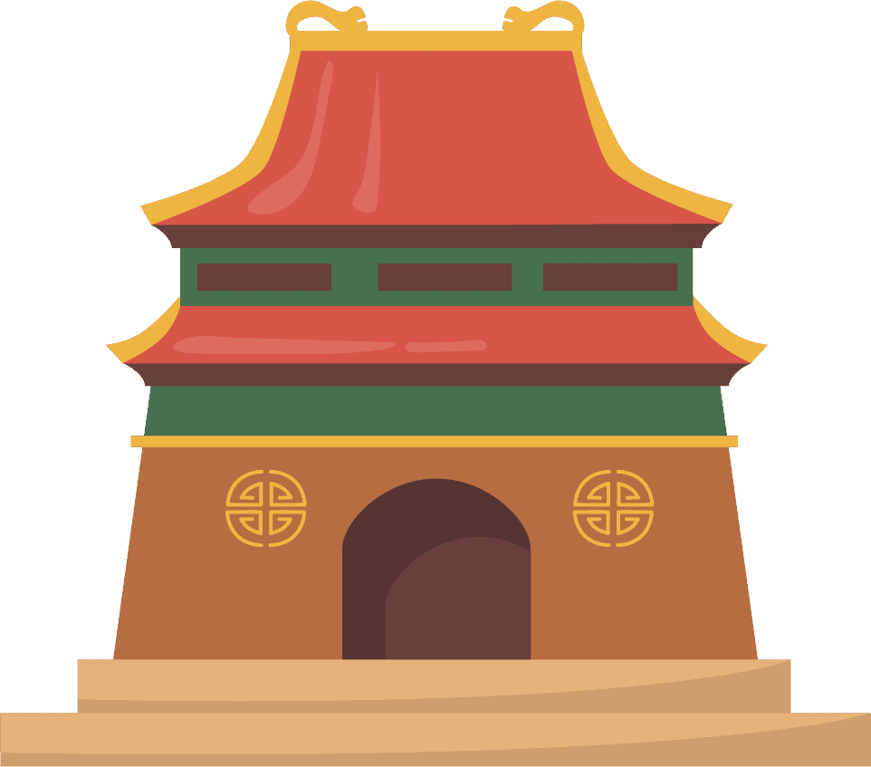 cultural china traditional buildings flat web cartoon illustration