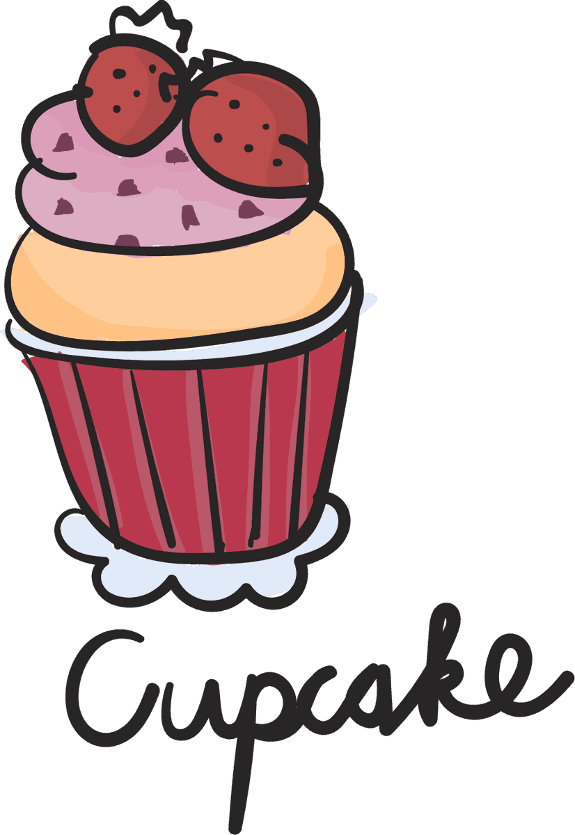 cupcake drawing style food collection featuring vibrant colors and playful details for dessert lovers