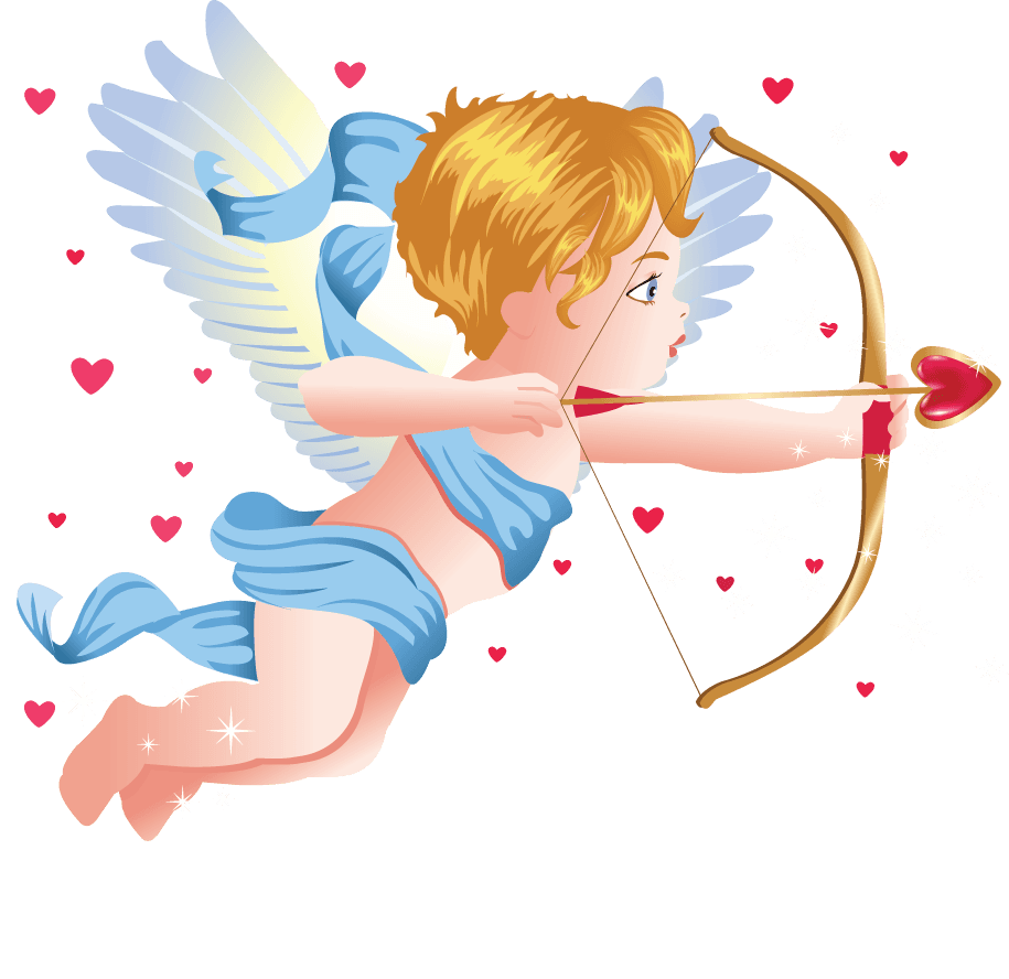 cupid eros angel vector illustration with heart arrows for romantic themes