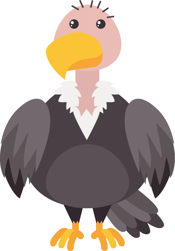 funny and cute animal characters featuring a whimsical cartoon vulture for fun projects