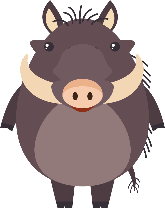 funny and cute animal characters: adorable wild boar illustration for playful projects
