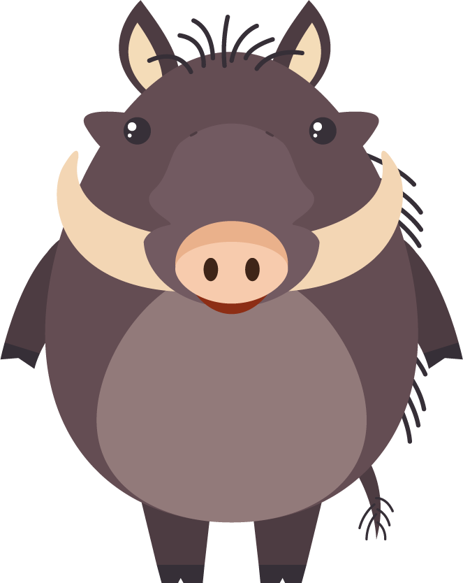 funny and cute animal characters: adorable wild boar illustration for playful projects