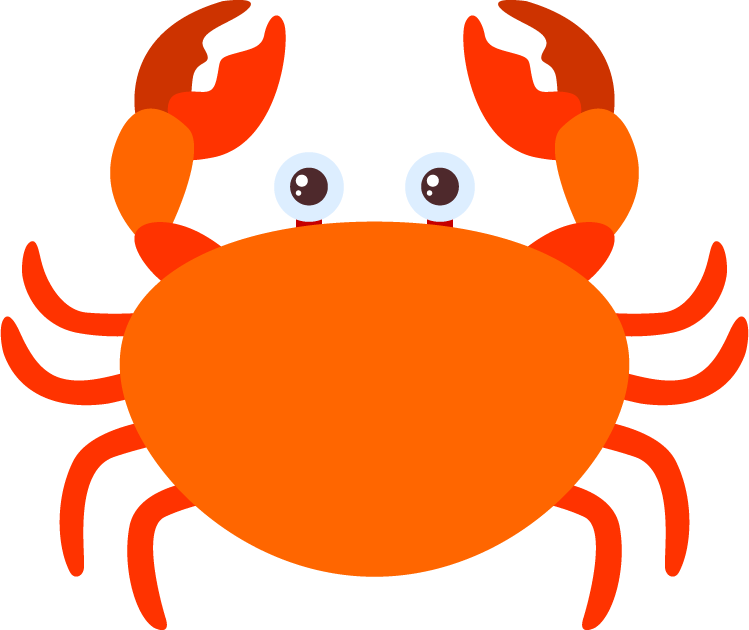 funny and cute animal characters featuring an adorable orange crab with big eyes