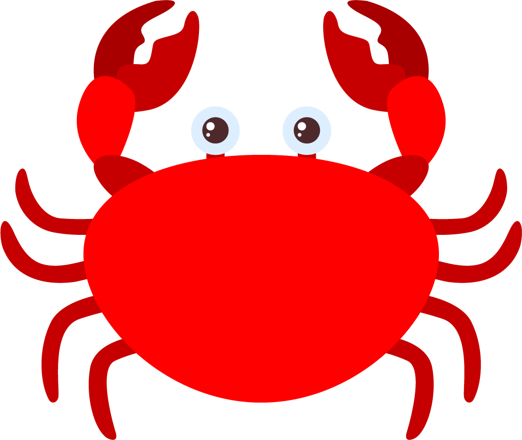 funny and cute animal characters: cheerful red crab with big eyes for kids' decor