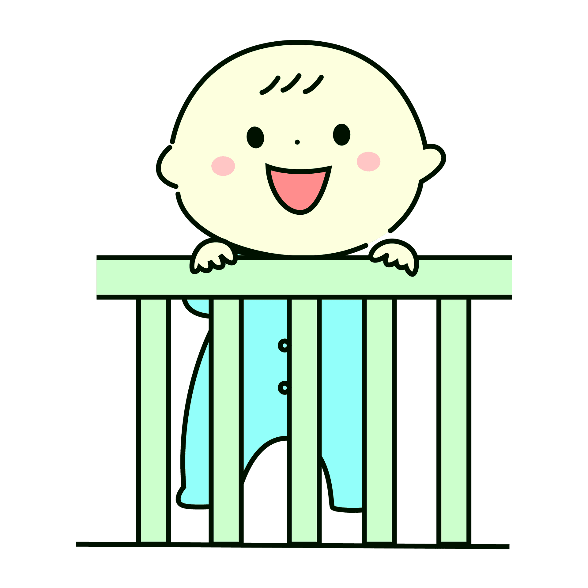 cute baby in crib illustration vector