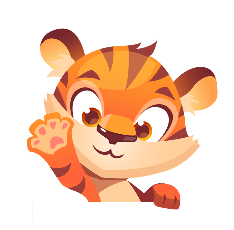 cute baby tiger character different poses set cartoon chat bot