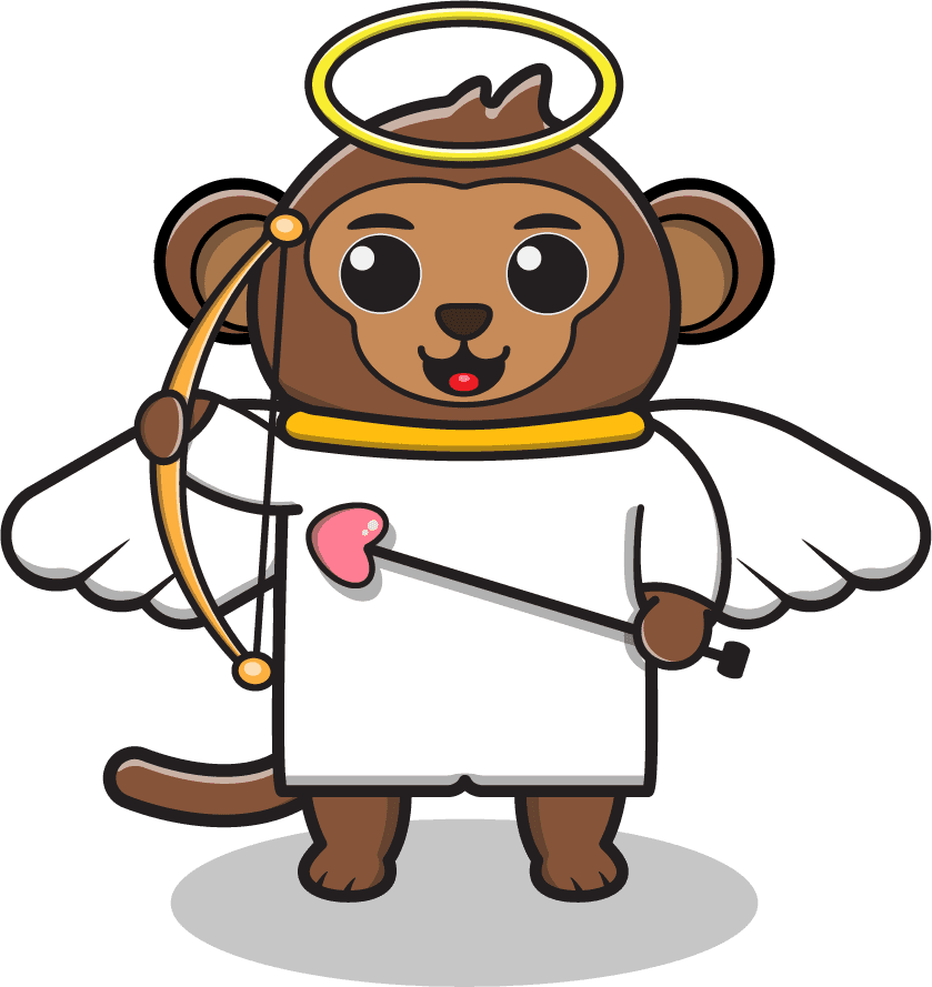 cute bear angel cartoon character with a bow and arrows for playful designs