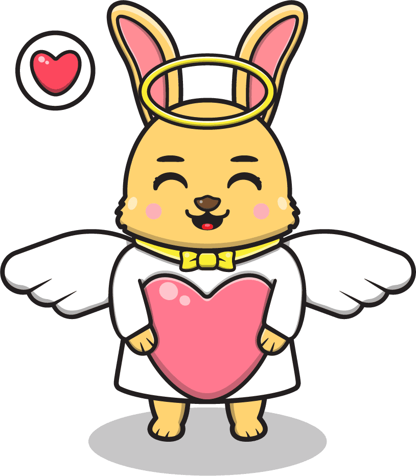 adorable cute bear angel cartoon with heart, perfect for children's projects