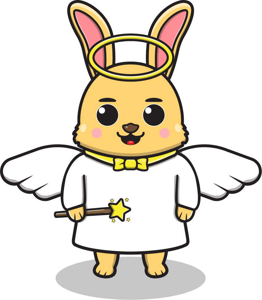 cute bear angel cartoon with wings and a magic wand for whimsical projects