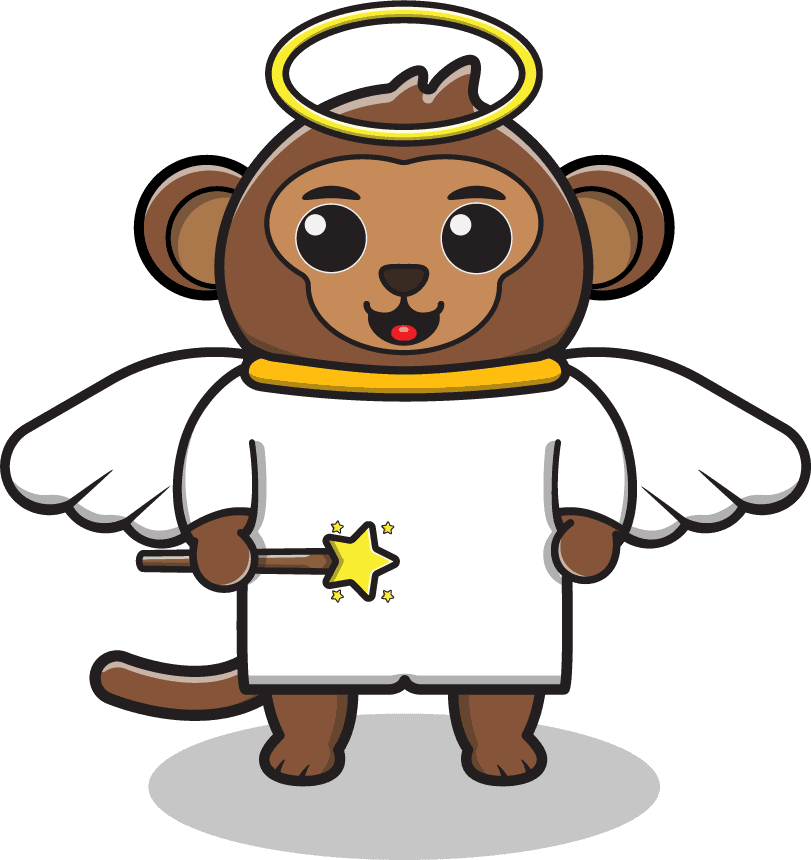 cute bear angel cartoon character with halo and magic wand for playful designs