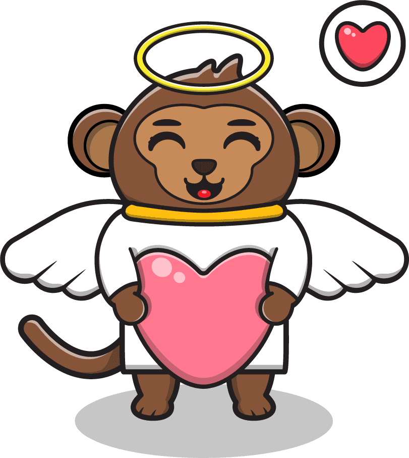 cute bear angel cartoon holding a heart for love and affection in a playful style