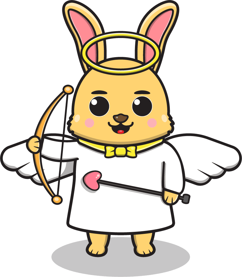 cute bear angel cartoon with bow and heart for adorable celebrations