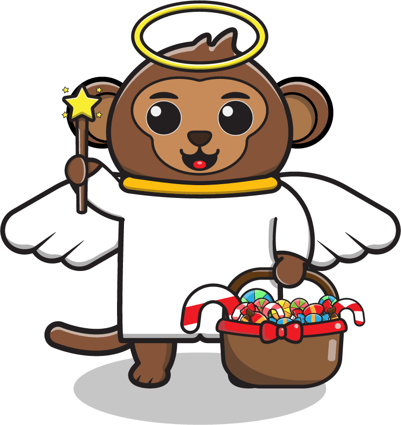 cute bear angel cartoon spreading joy with treats and festive spirit