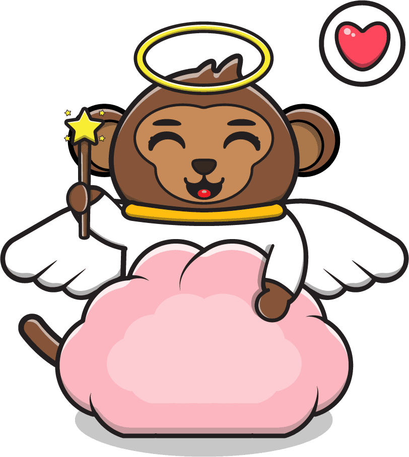 adorable cute bear angel cartoon bringing joy with fluffy clouds and magic wand