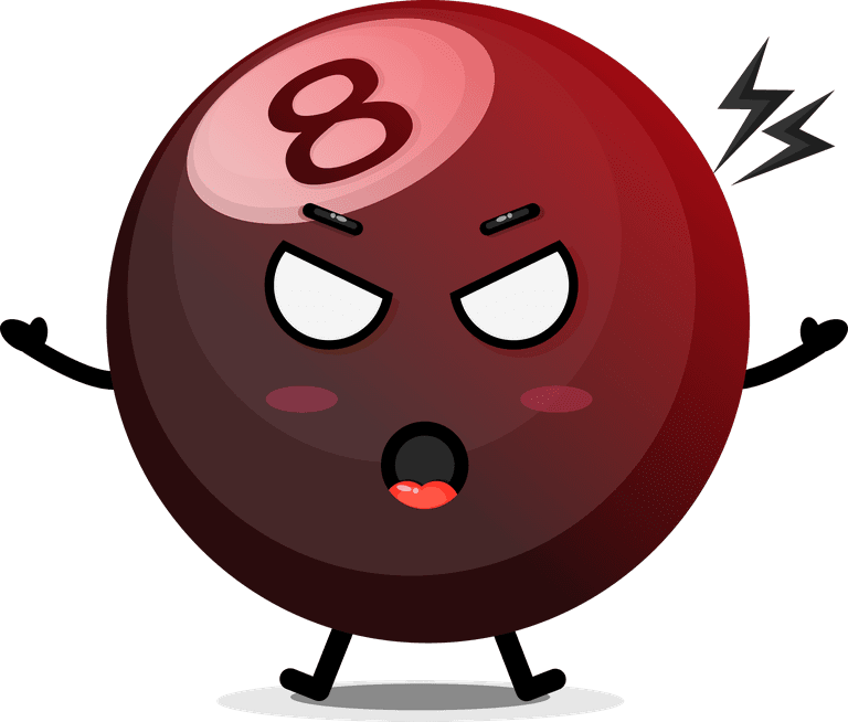 cute billiard ball mascot with playful expression for pool game enthusiasts