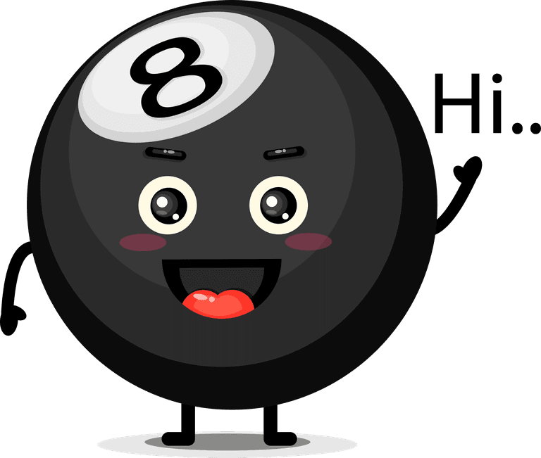 cute billiard ball mascot with cheerful expression perfect for friendly sports themes