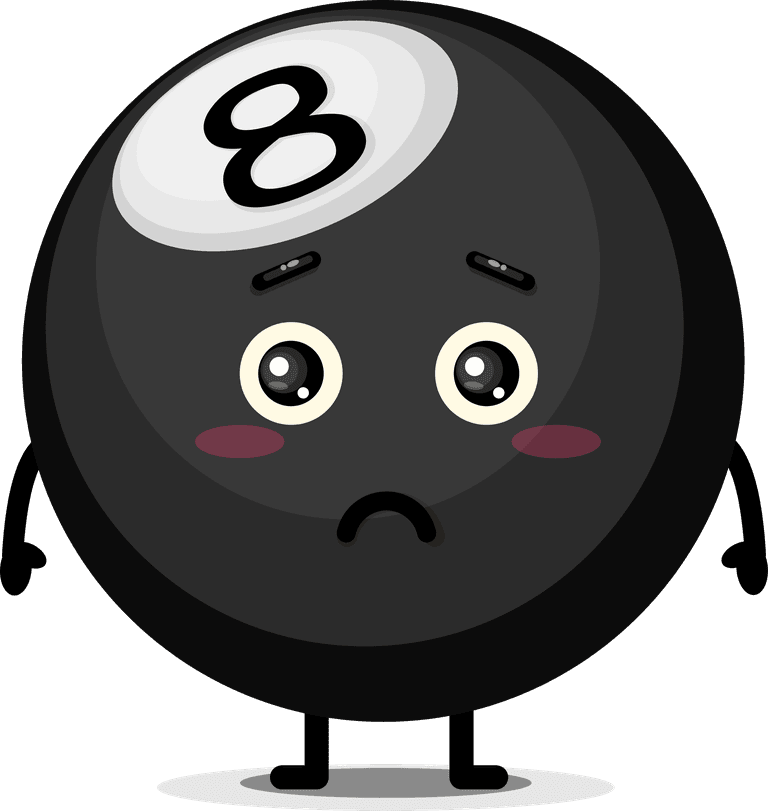 cute billiard ball mascot with an adorable expression for fun gaming applications