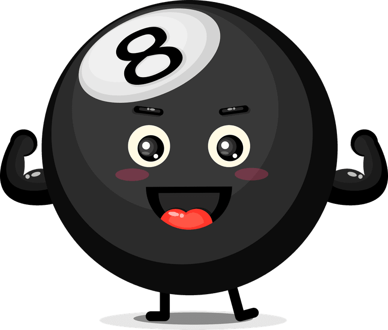 cute billiard ball mascot with a playful personality for games and promotions