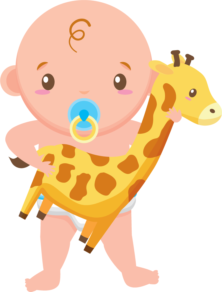 simple flat cute boy design with giraffe toy for children's illustration and playful themes