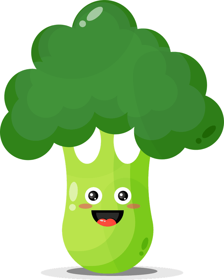 cute broccoli with emoticons