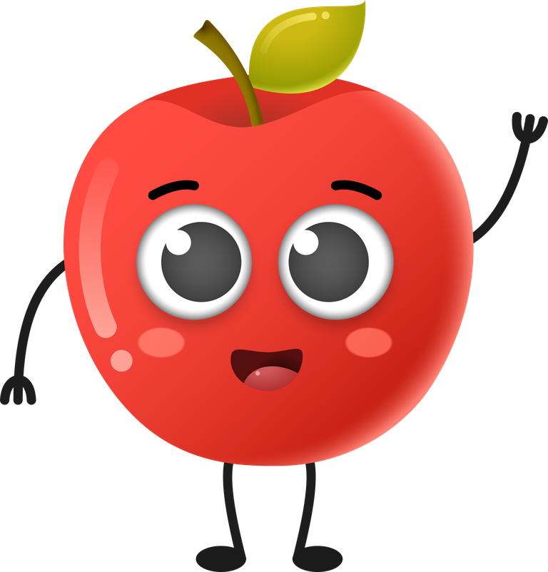 cute cartoon apple fruit character with big eyes for fun and playful designs
