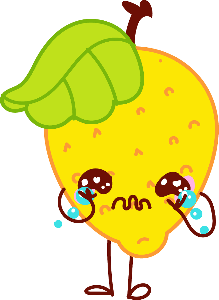 cute cartoon fruit character with expressive tears and vibrant colors for kids