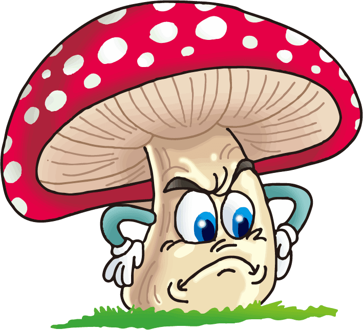 cute cartoon mushroom character with eyes and expression for playful illustrations