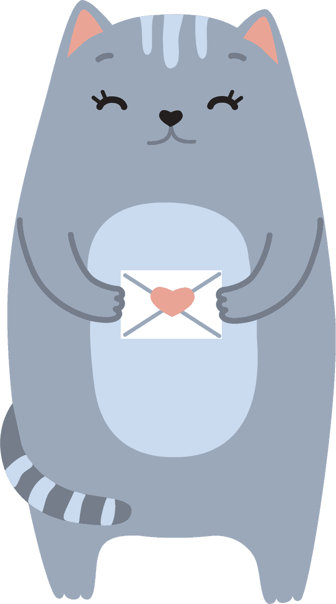 cute cats icon kit featuring adorable felines holding love letters for easy customization