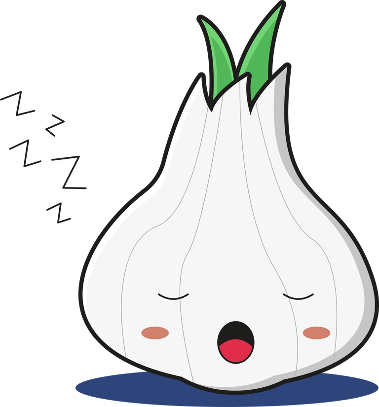 cute garlic mascot character sleeping soundly for culinary fun and joy