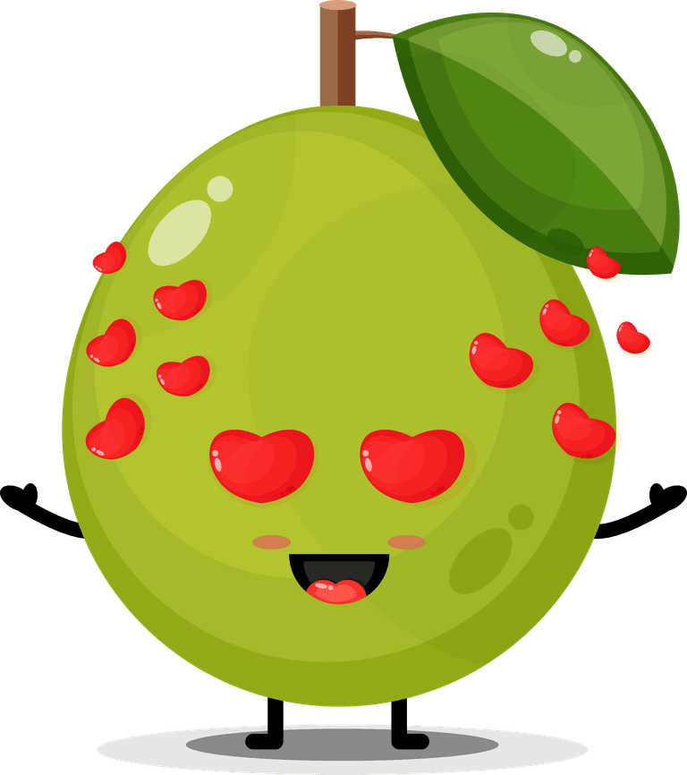 cute guava mascot guava character with hearts perfect for playful designs