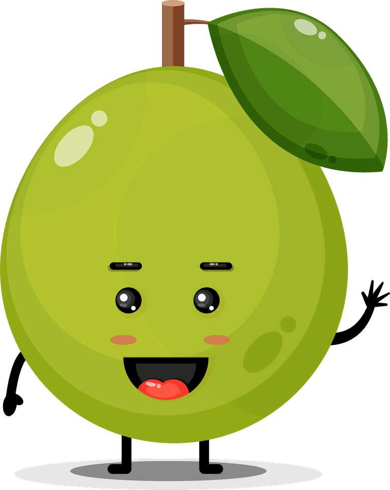 cute guava mascot guava character with a big smile and playful expression