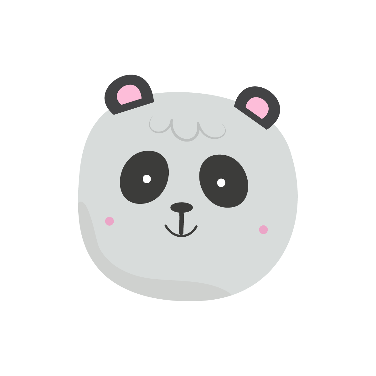 flat adorable smiling panda head illustration