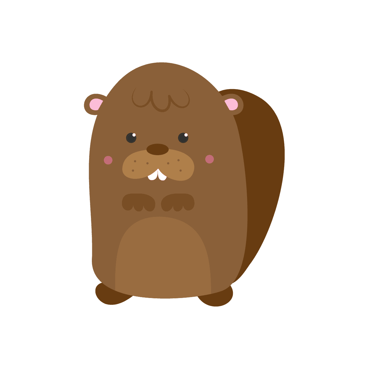 adorable cartoon beaver in warm brown colors