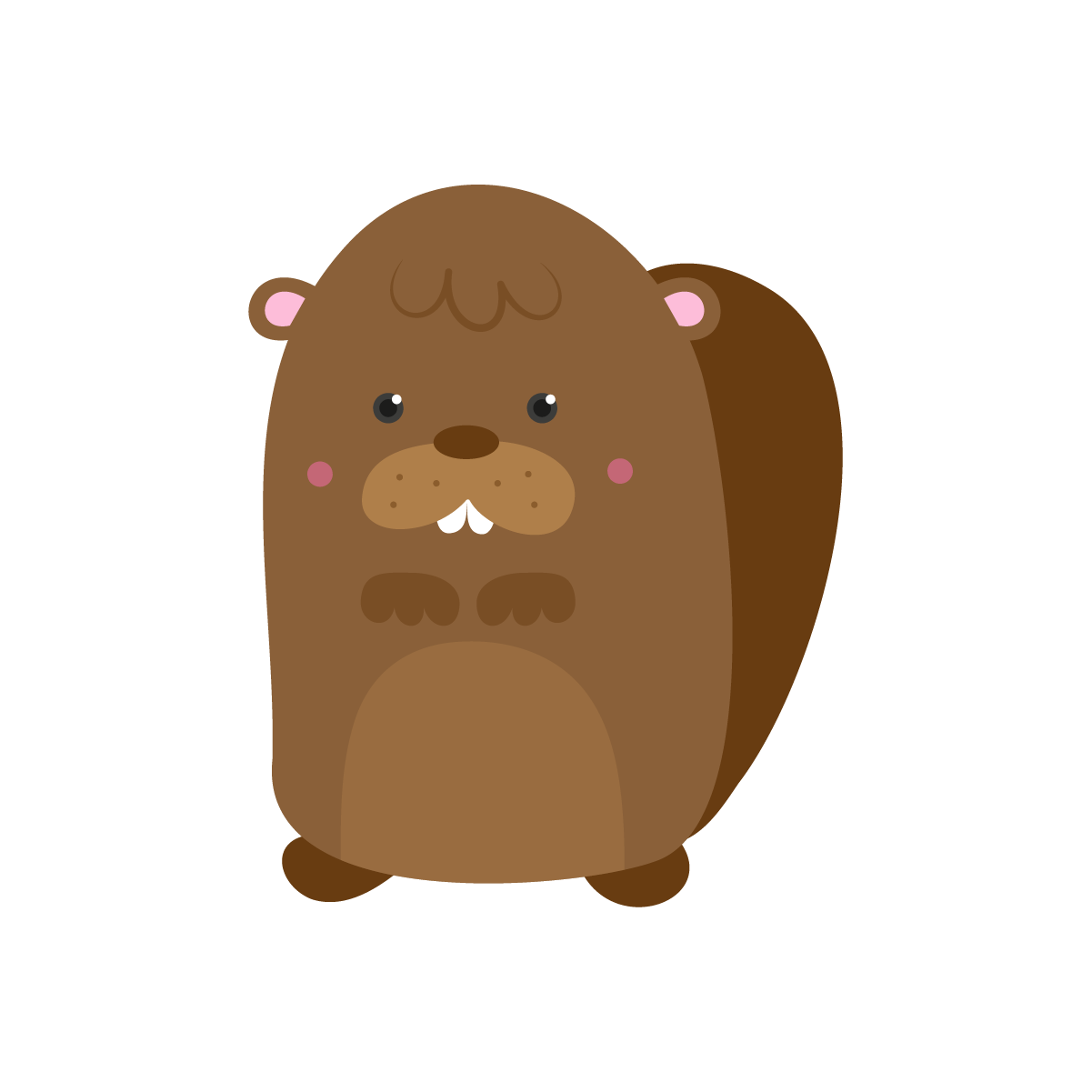 adorable cartoon beaver in warm brown colors