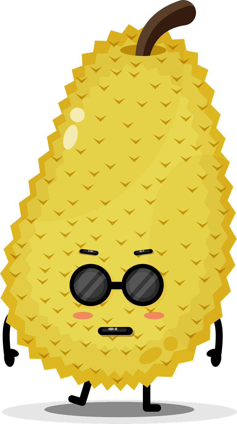 cute jackfruit mascot jackfruit character with sunglasses and stylish demeanor