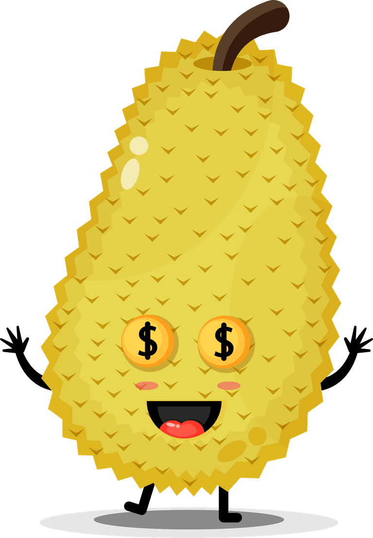 cute jackfruit mascot jackfruit character with a happy expression and vibrant colors