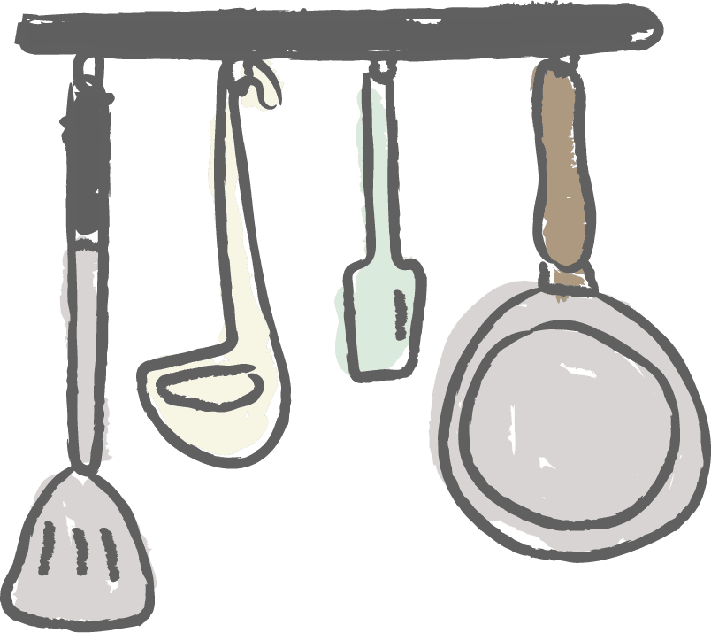 cute kitchen utensils doodle sticker set