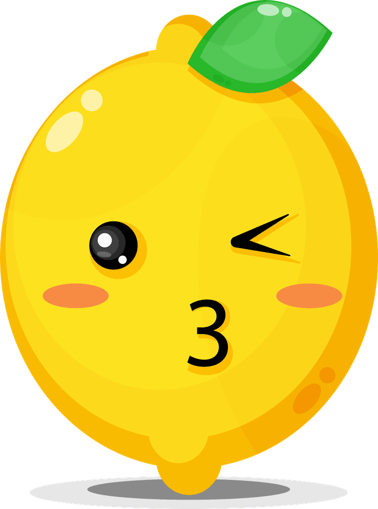 cute lemon with emoticons