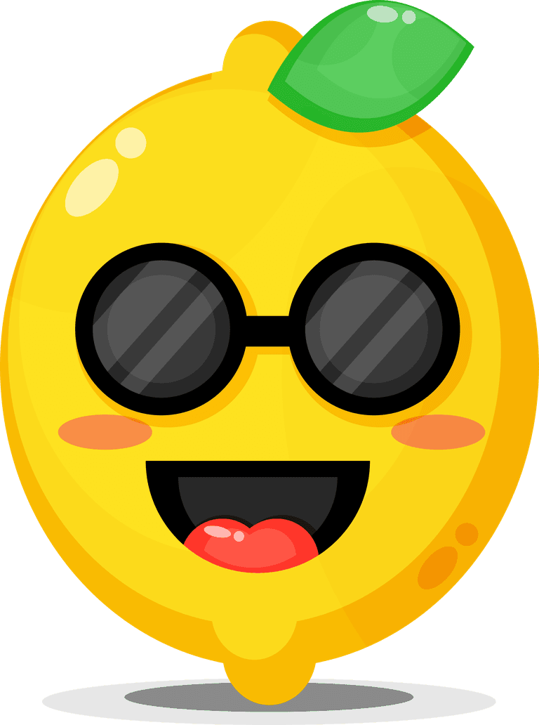 cute lemon with emoticons