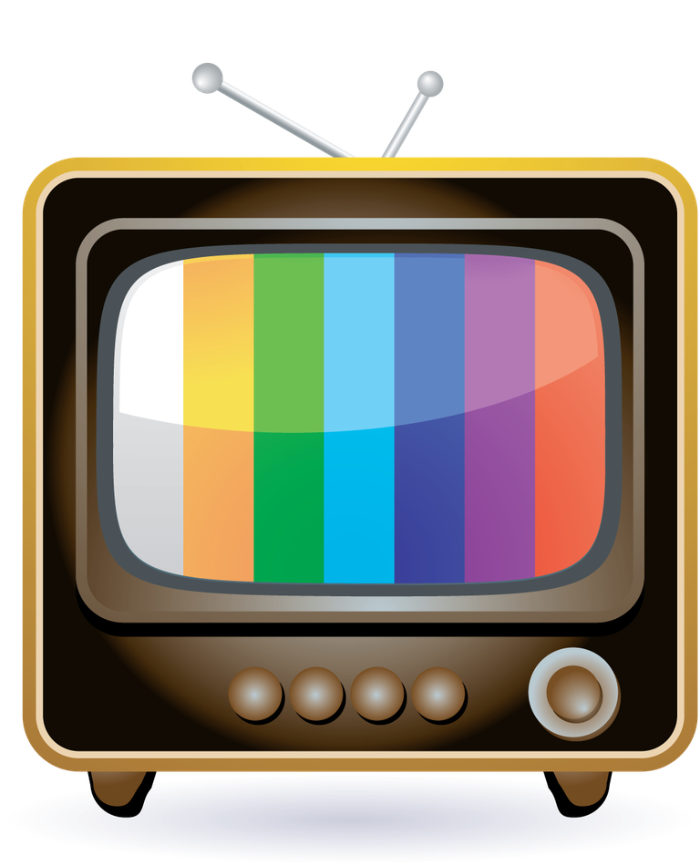 cute live entertainment icons vector featuring a retro television with vibrant colors for fun media