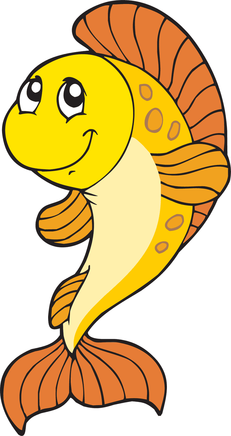 cute marine animals vector featuring a cheerful cartoon fish with vibrant colors and playful expressions