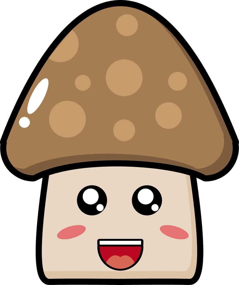 cute mushroom vegetable mascot with a cheerful expression suitable for branding and children’s illustrations