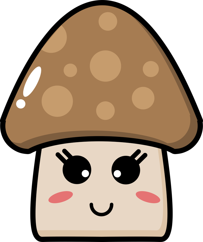 cute mushroom vegetable mascot with a friendly face for playful kitchen decor