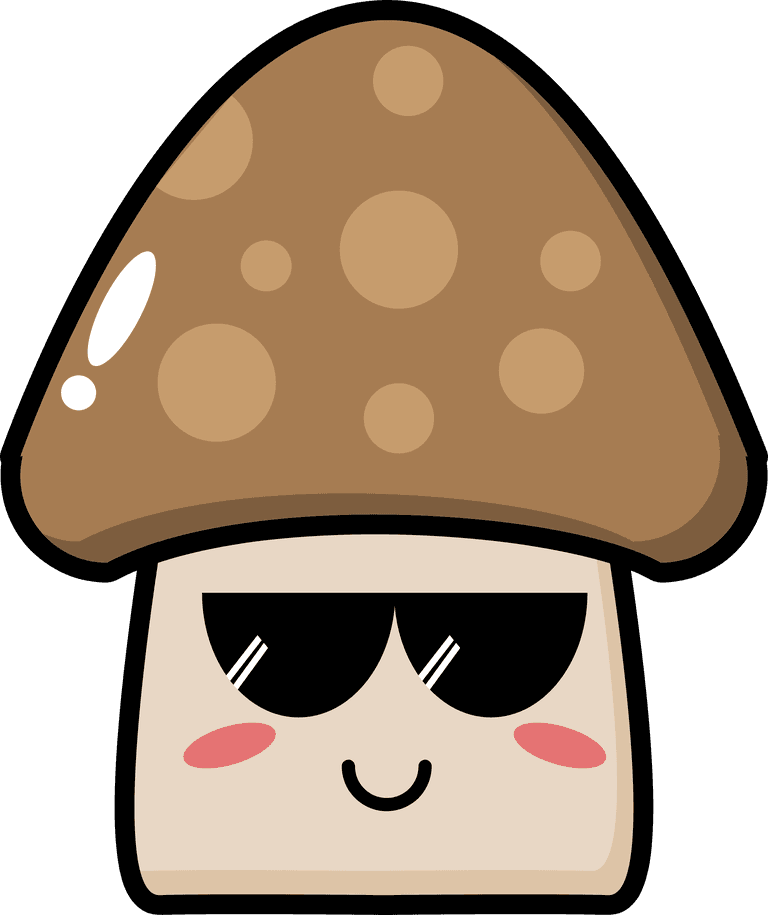 cute mushroom vegetable mascot with a cheerful expression and stylish sunglasses for fun promotions