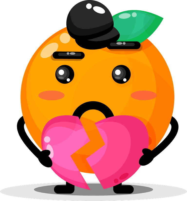 cute oranges mascot illustration with heart prop for cheerful branding fun