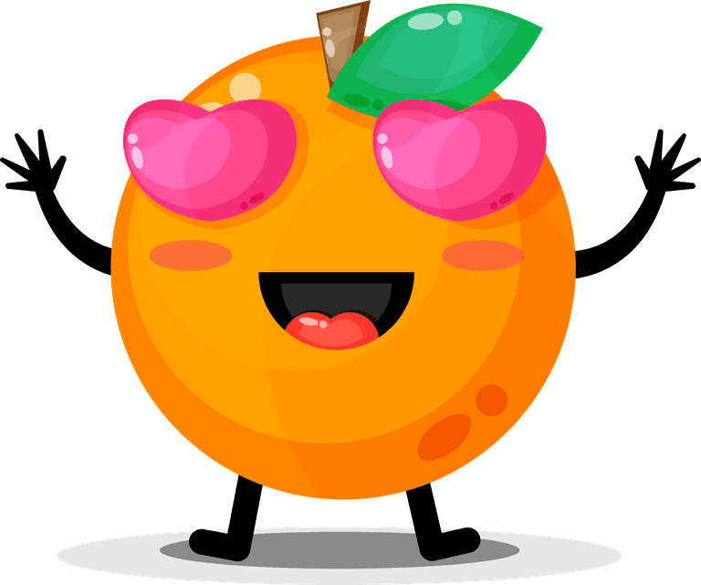 cute oranges mascot illustration with playful expression and vibrant colors for fun branding