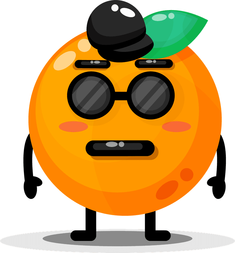 cute oranges mascot illustration with sunglasses for fun and engaging branding projects