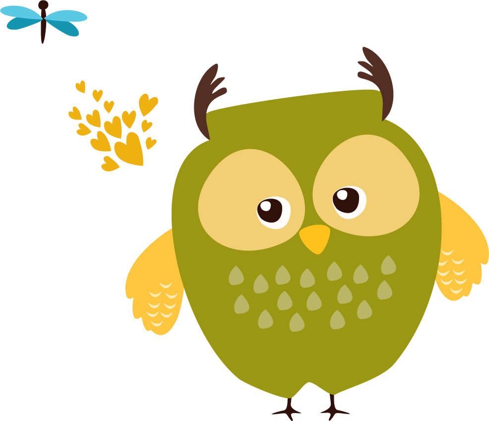 simple cute cartoon owl illustration with vibrant colors and playful features for fun projects